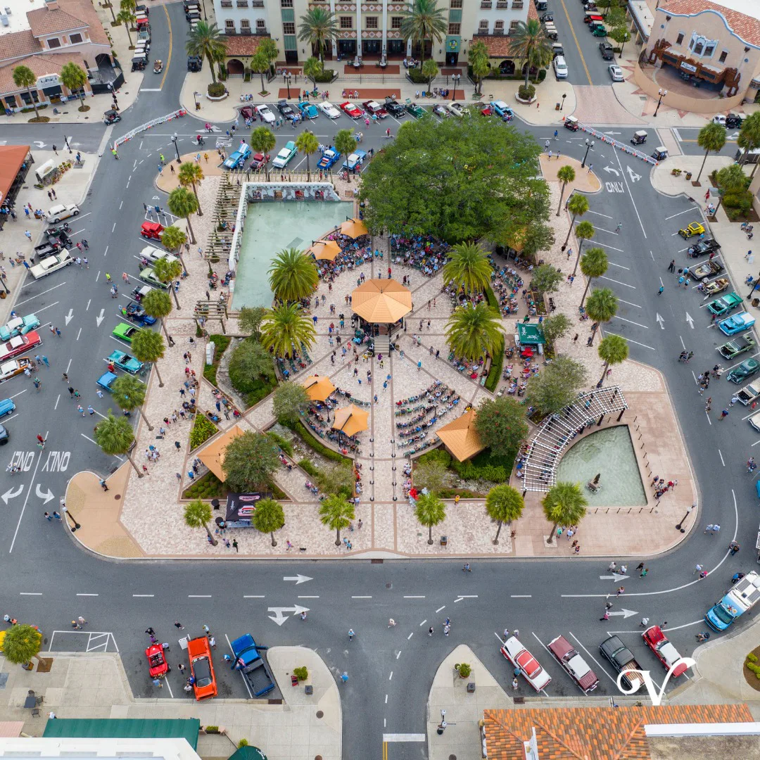Aerial of an event in The Villages